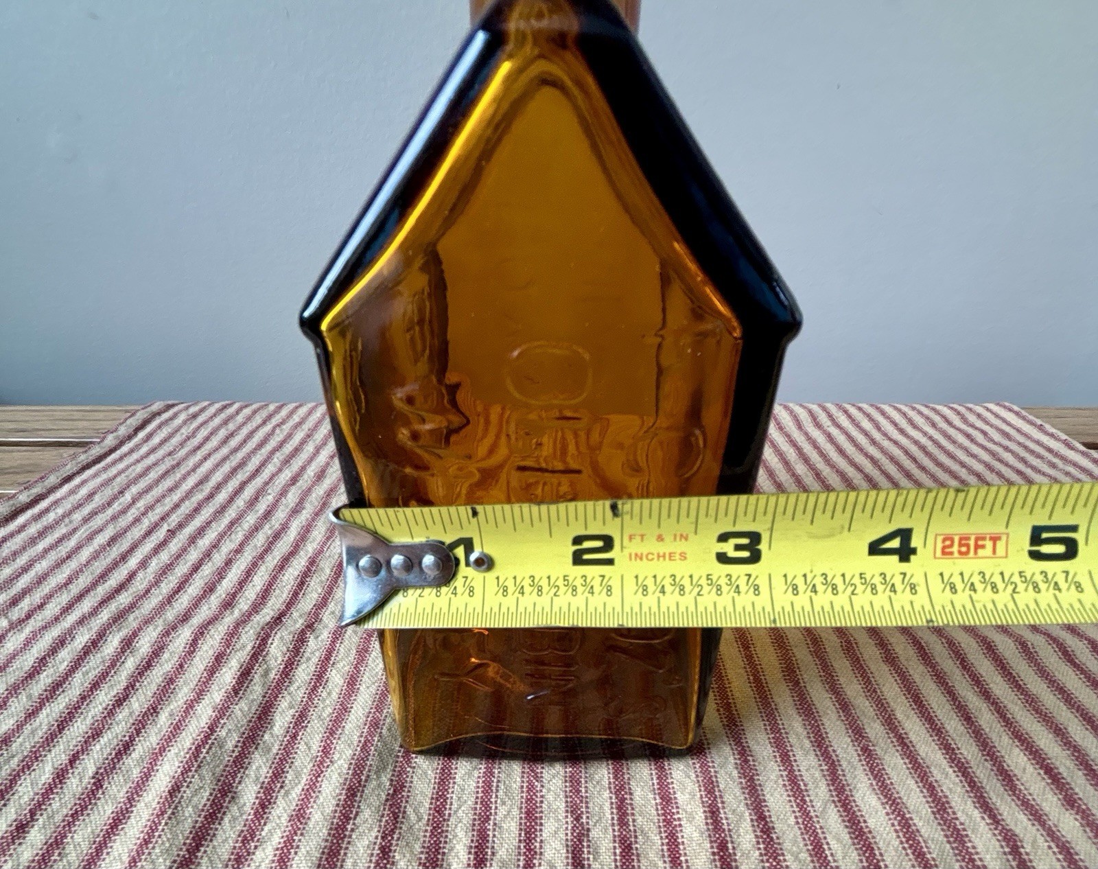 Vntg E C Booz’s Old Cabin Whiskey Amber Glass Bottle & Cork Philadelphia 8”