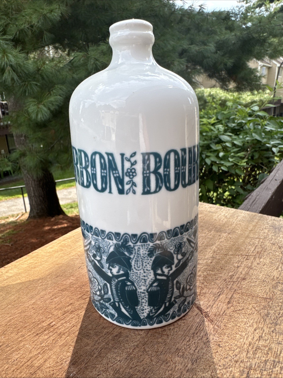 Vintage Altenkunstadt White & Blue Porcelain Bourbon Bottle Western Germany