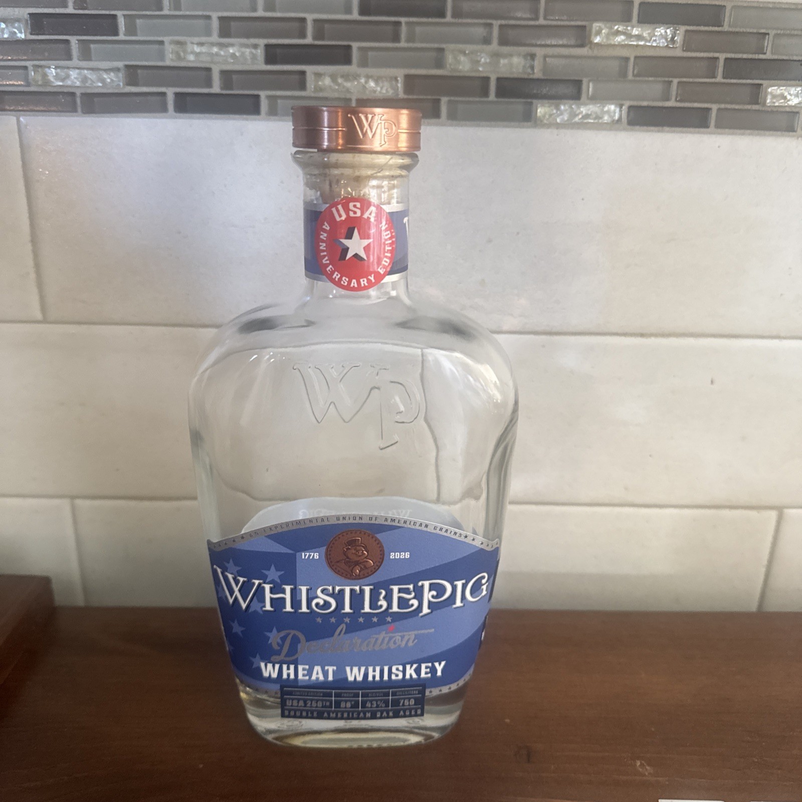 WhistlePig Declaration Whiskey Bottle Empty Bottle with Cork – Unrinsed