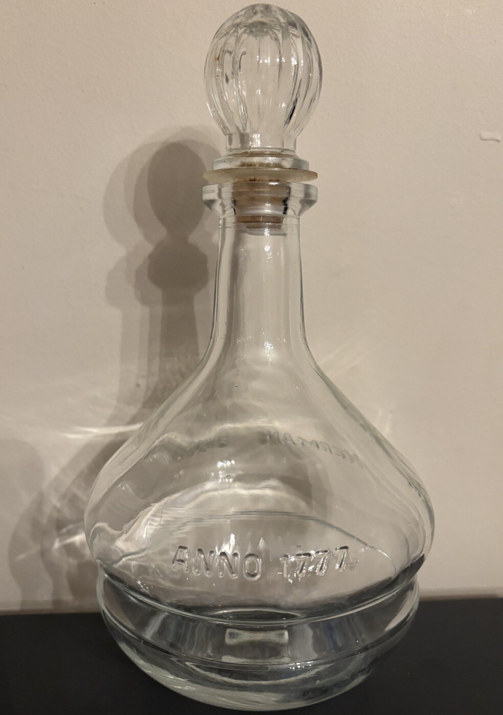 Herman Jansen Anno 1777 Liquor Decanter Glass Bottle 1970s SCHIEDAM HOLLAND