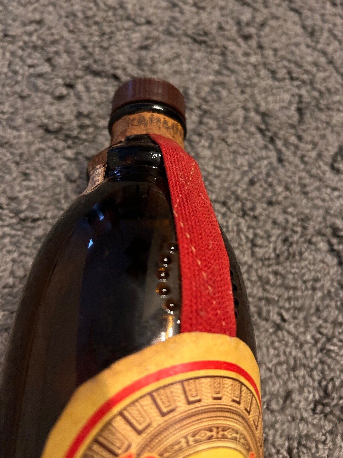 Vintage KAHLUA coffee Liqueur Bottle- empty-4/5 qt- Paper Label/glass is stamped