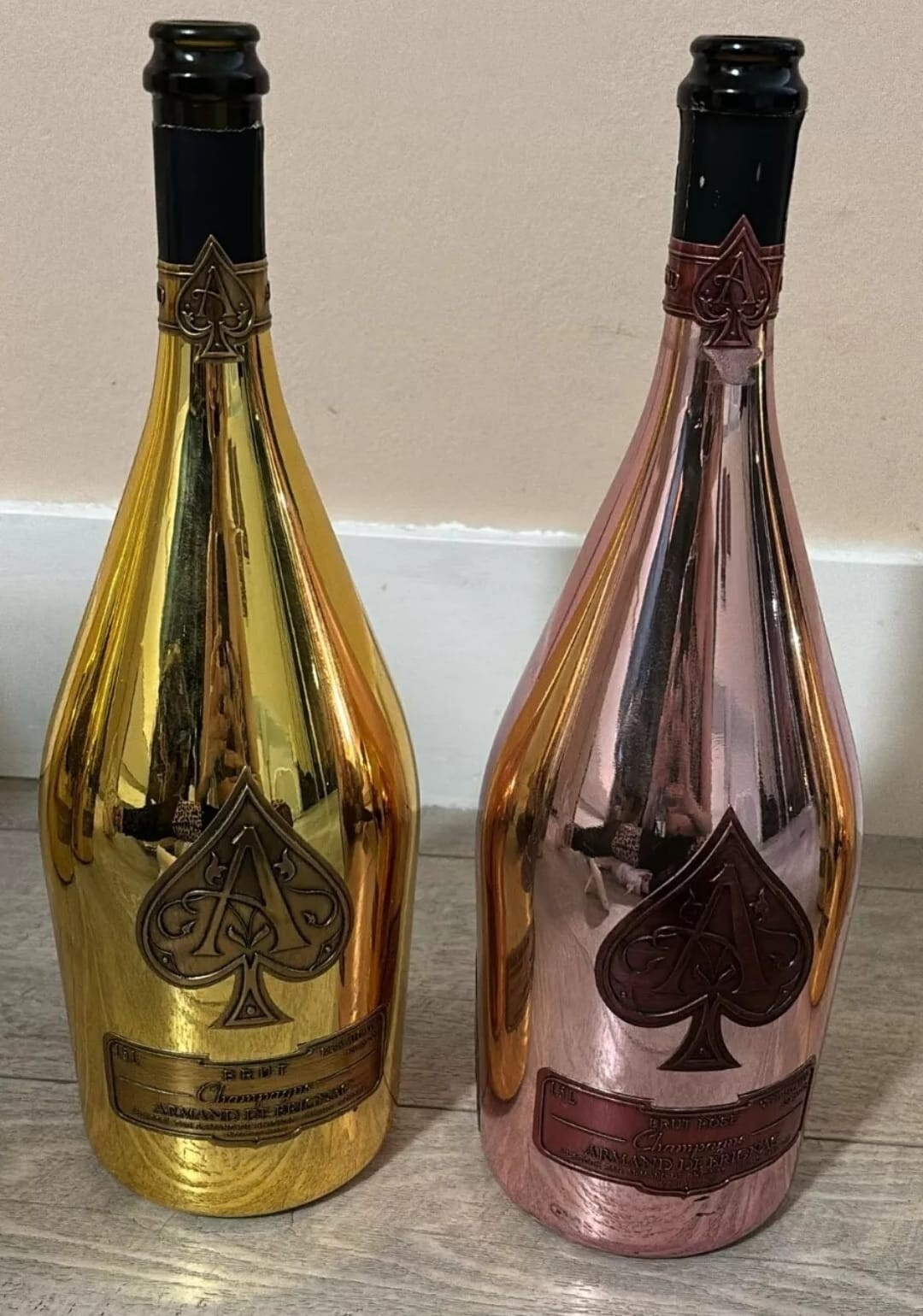 2 Empty Ace Of Spade MAGNUM Bottle, Gold&pink 1.5lt