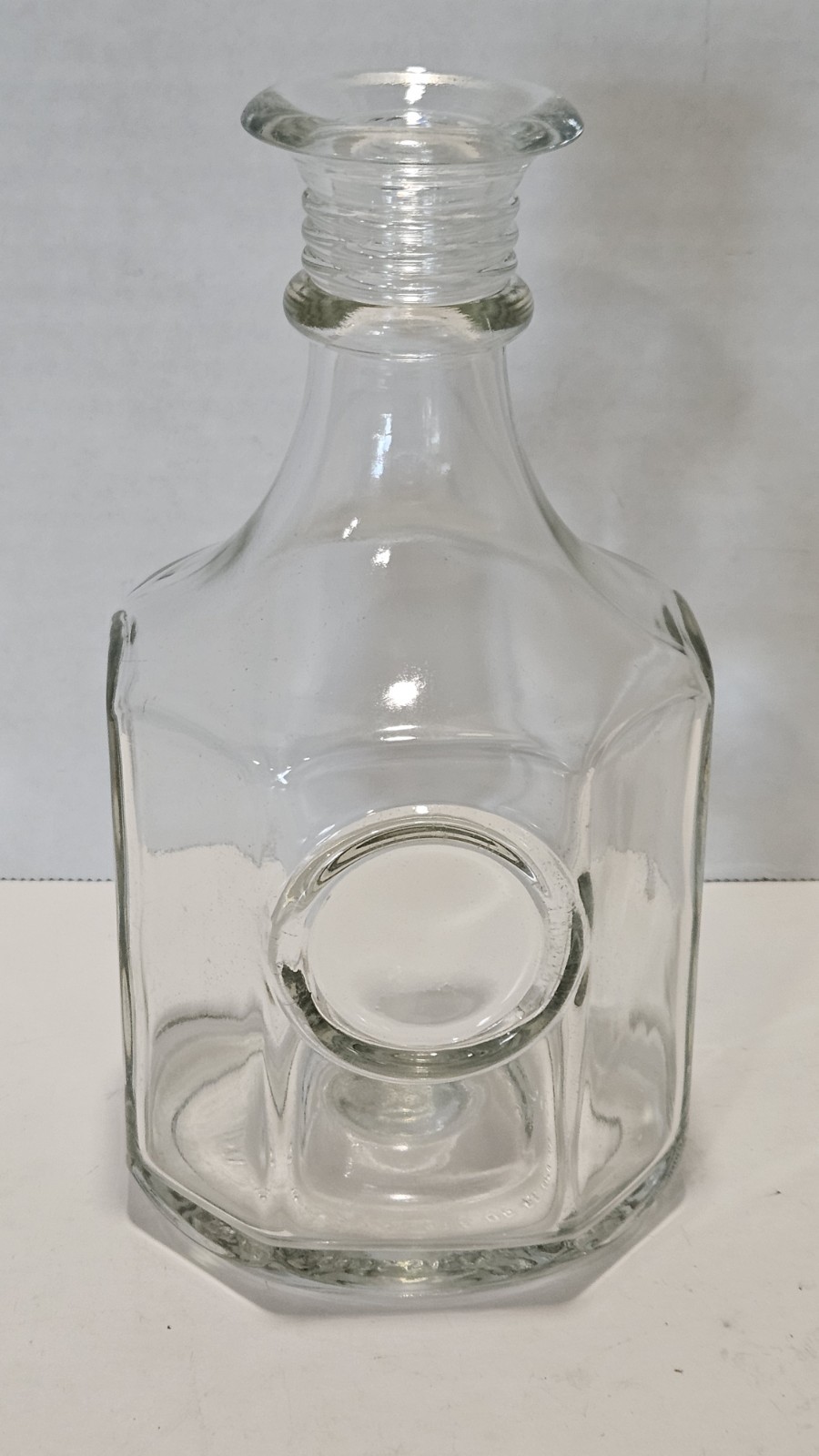 Vintage Clear Glass Octagonal Prohibition Era Liquor Bottle