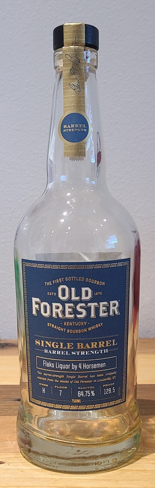 Old Forester Single Barrel Bourbon Barrel Strength Store Pick Bottle – EMPTY