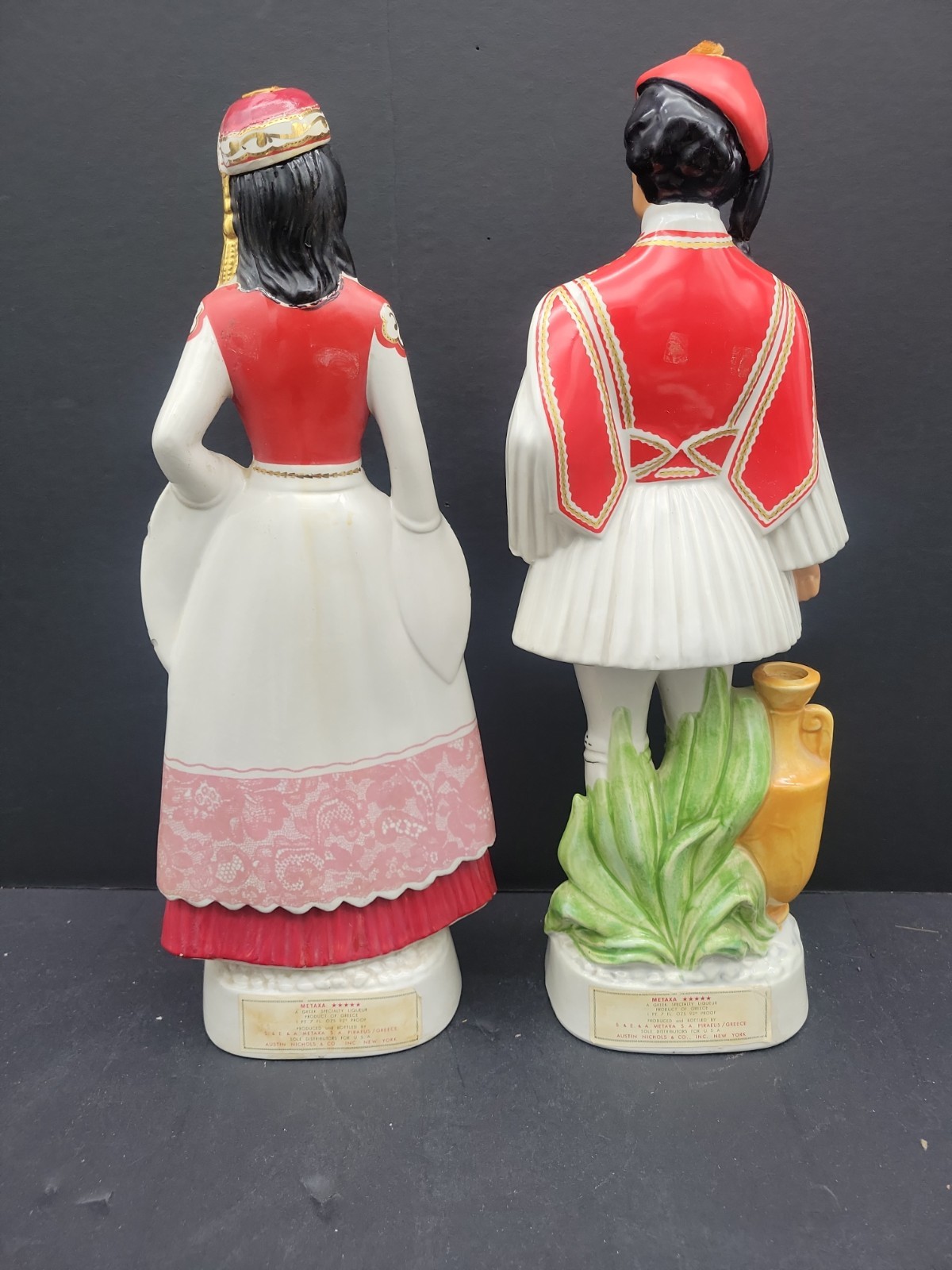Vintage Metaxa Greek Liqueur Porcelain Figures Empty Bottles Made In Italy 1960s
