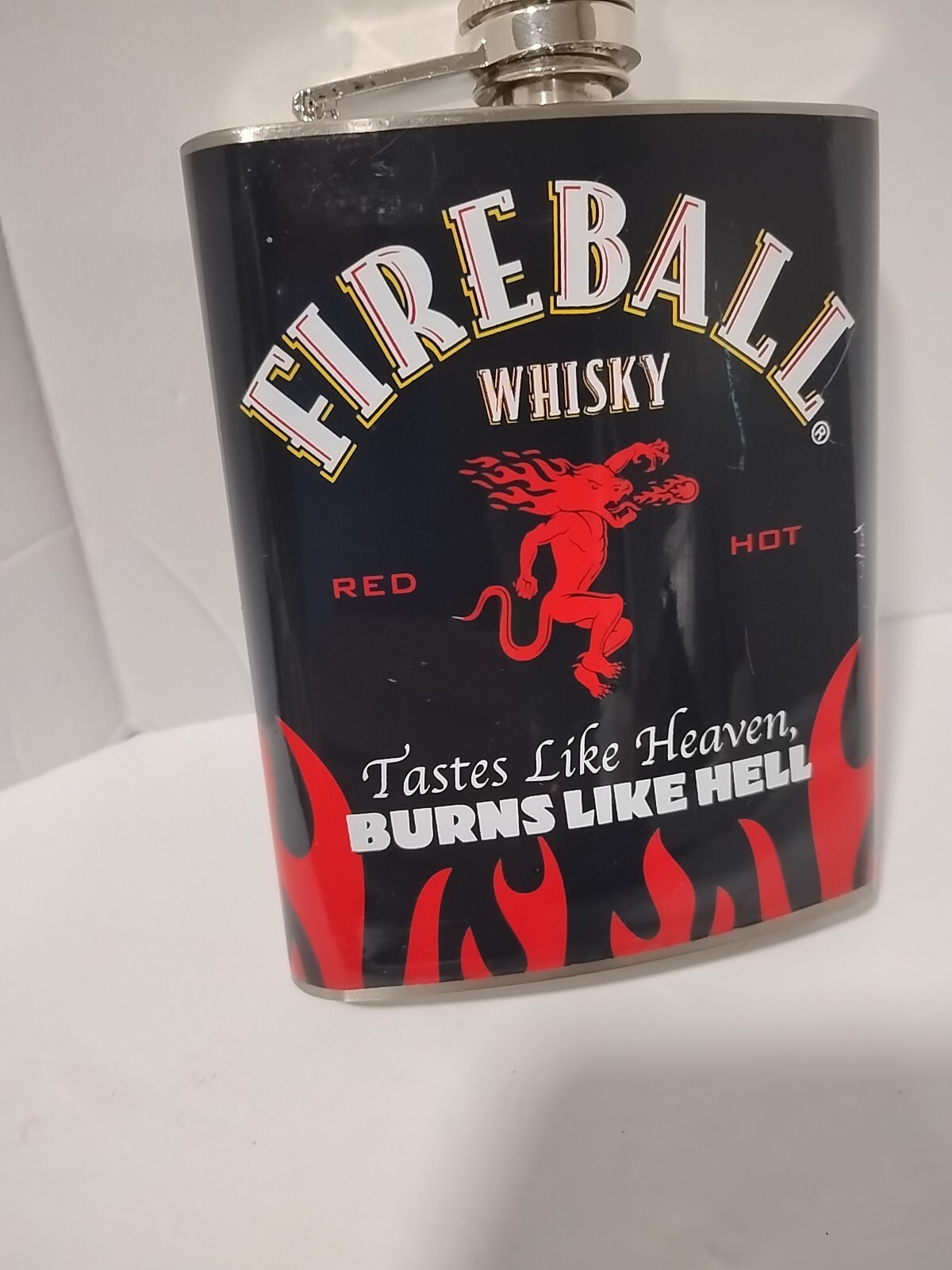 Fireball Whisky Stainless Steel 7oz Flask «Tastes Like Heaven Burns Like Hell»