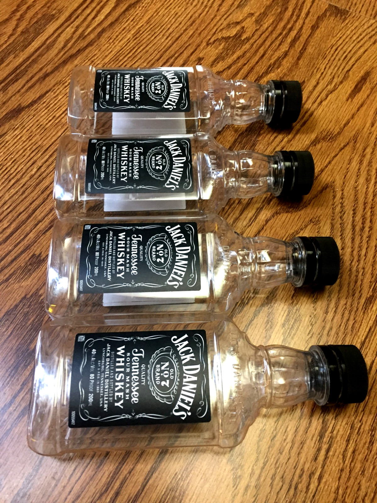 4 Jack Daniel’s Old No. 7 Whisky 200 ML Plastic Bottles/Empty/Great for Crafts