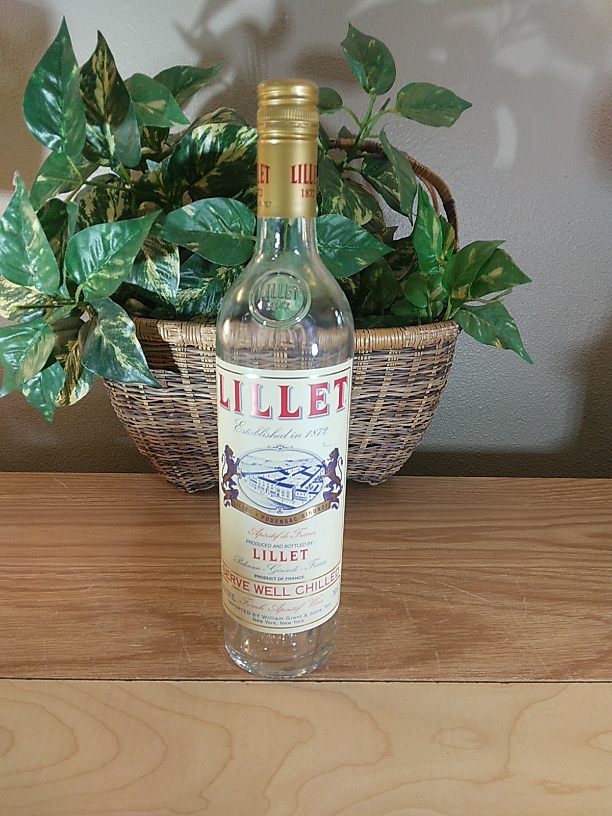 LILLET French Wine Aperitif 750ml Empty Clear Glass Bottle, Product Of France