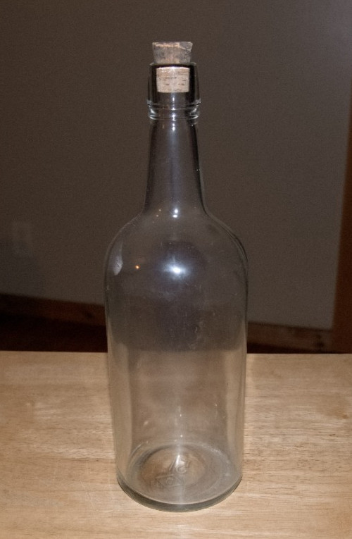 Vintage 1951 Clear Whiskey ( D ) Bottle Holds 38 Ounces w/org. Cork Empty