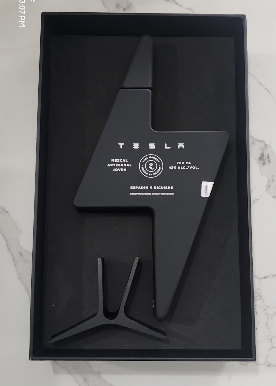 RARE(EMPTY) Tesla Mezcal Bottle Matte Black – Limited Edition, Collectible