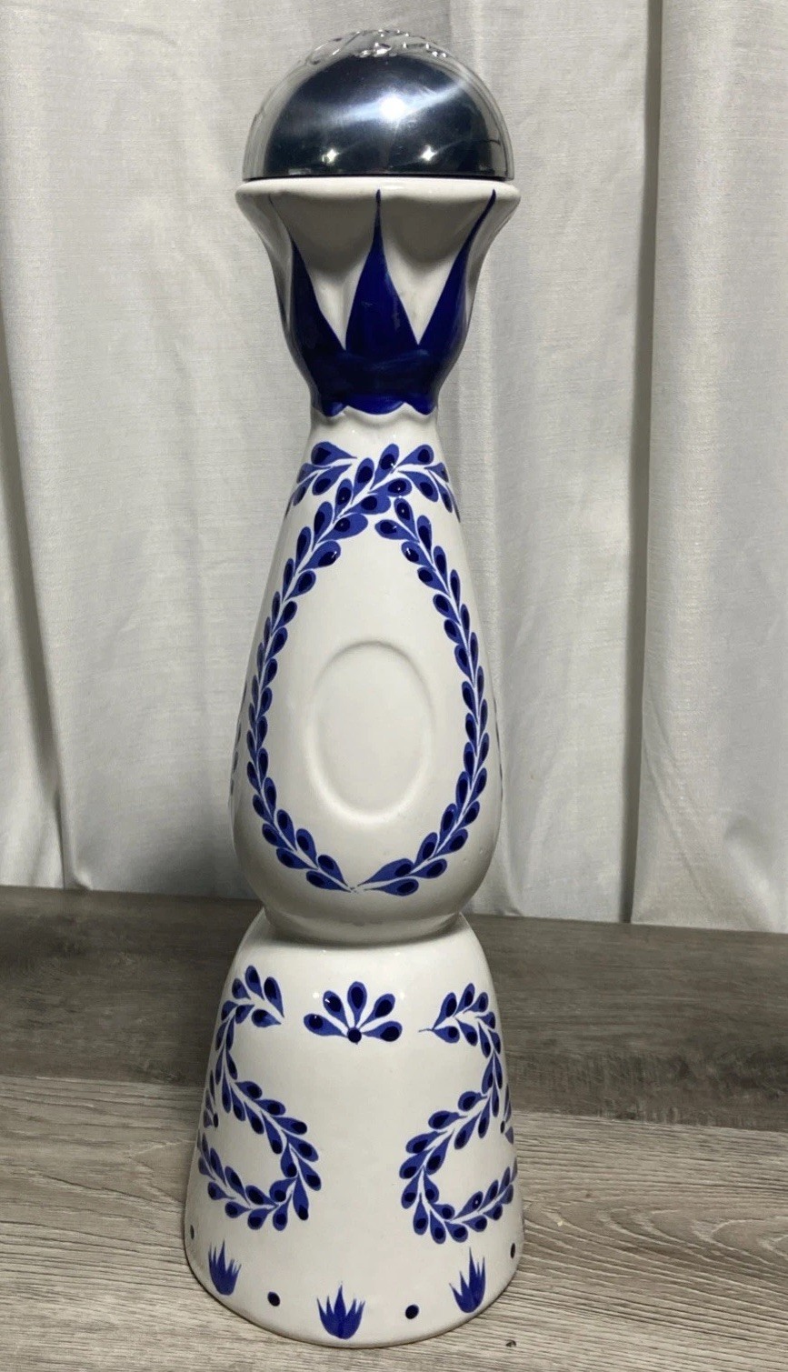Empty Clase Azul Tequila Ceramic Collectible Liquor Bottle Blue White Decorative