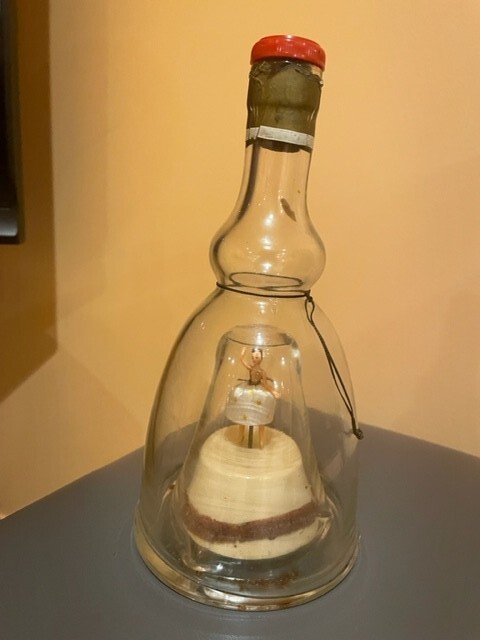 Vintage BOLS BALLERINA Bottle Empty Liquor White Dress Music Box. Works!