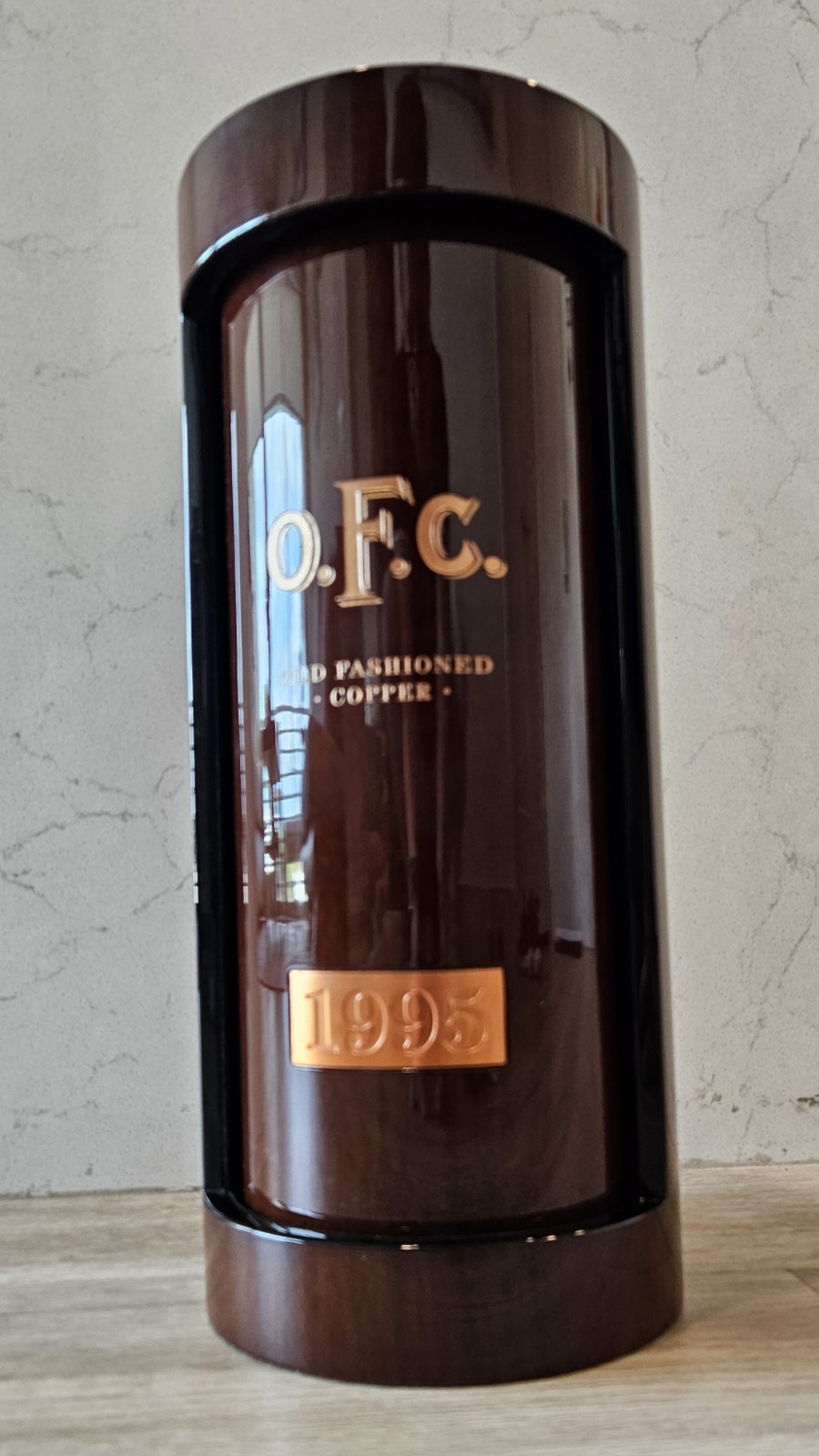 Old Fashioned Copper 1995 Empty Wood Display Case Bag & Box NO Bottle