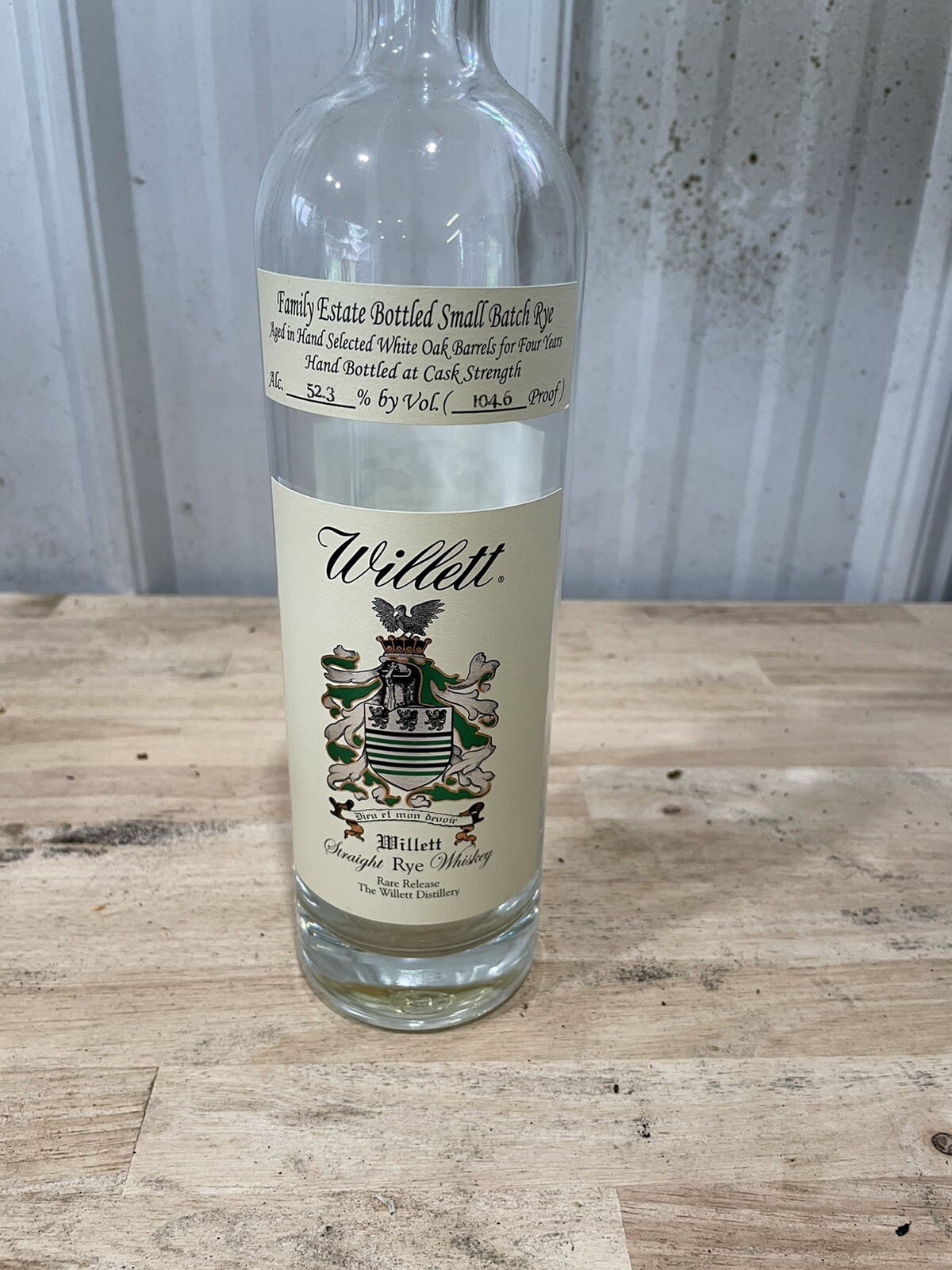 willett small batch 4 yr straight rye whiskey rare release unrinsed empty bottle
