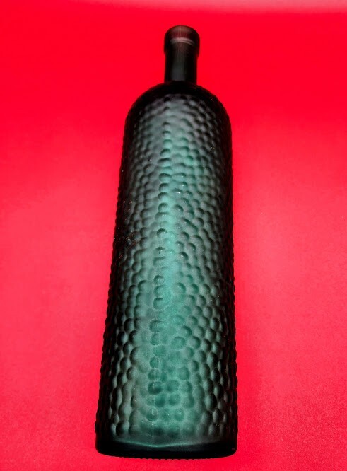 Very nice vintage cork top dark green bubble designed bottle 12″ tall Lot #VB1A