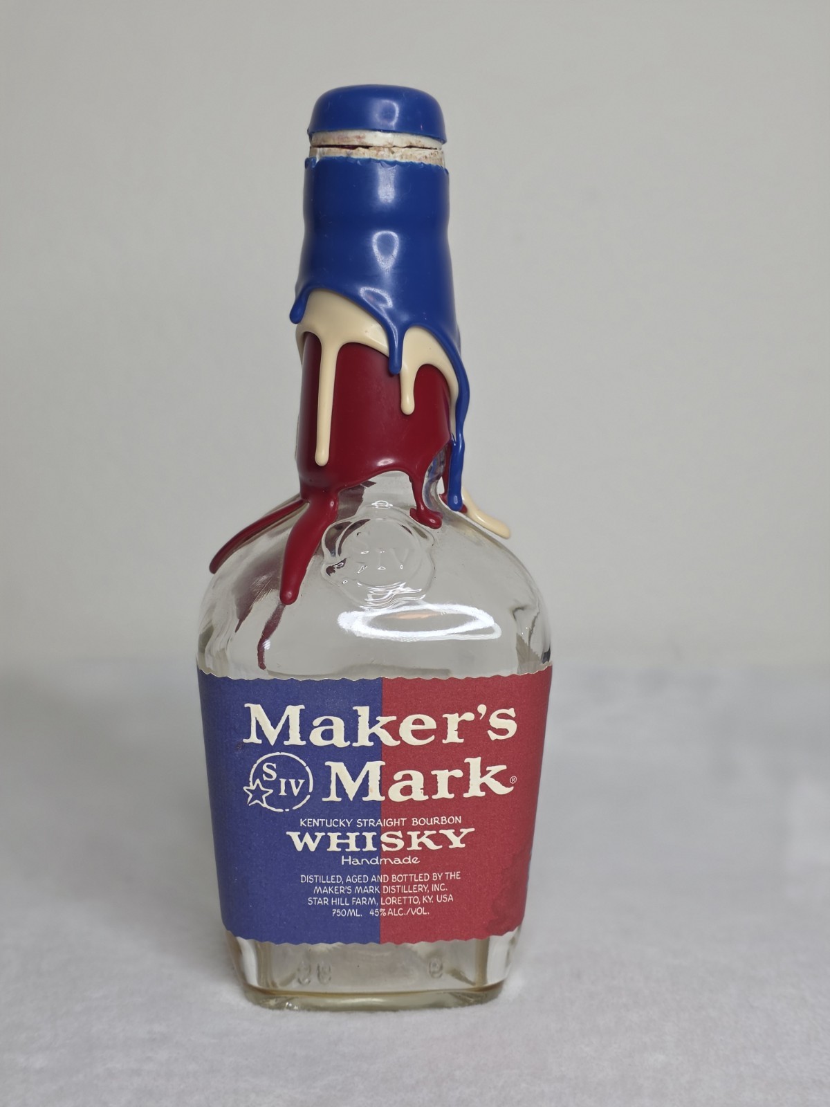 Maker’s Mark Political Election Bottle Red White Blue Wax Empty750ml Collectible