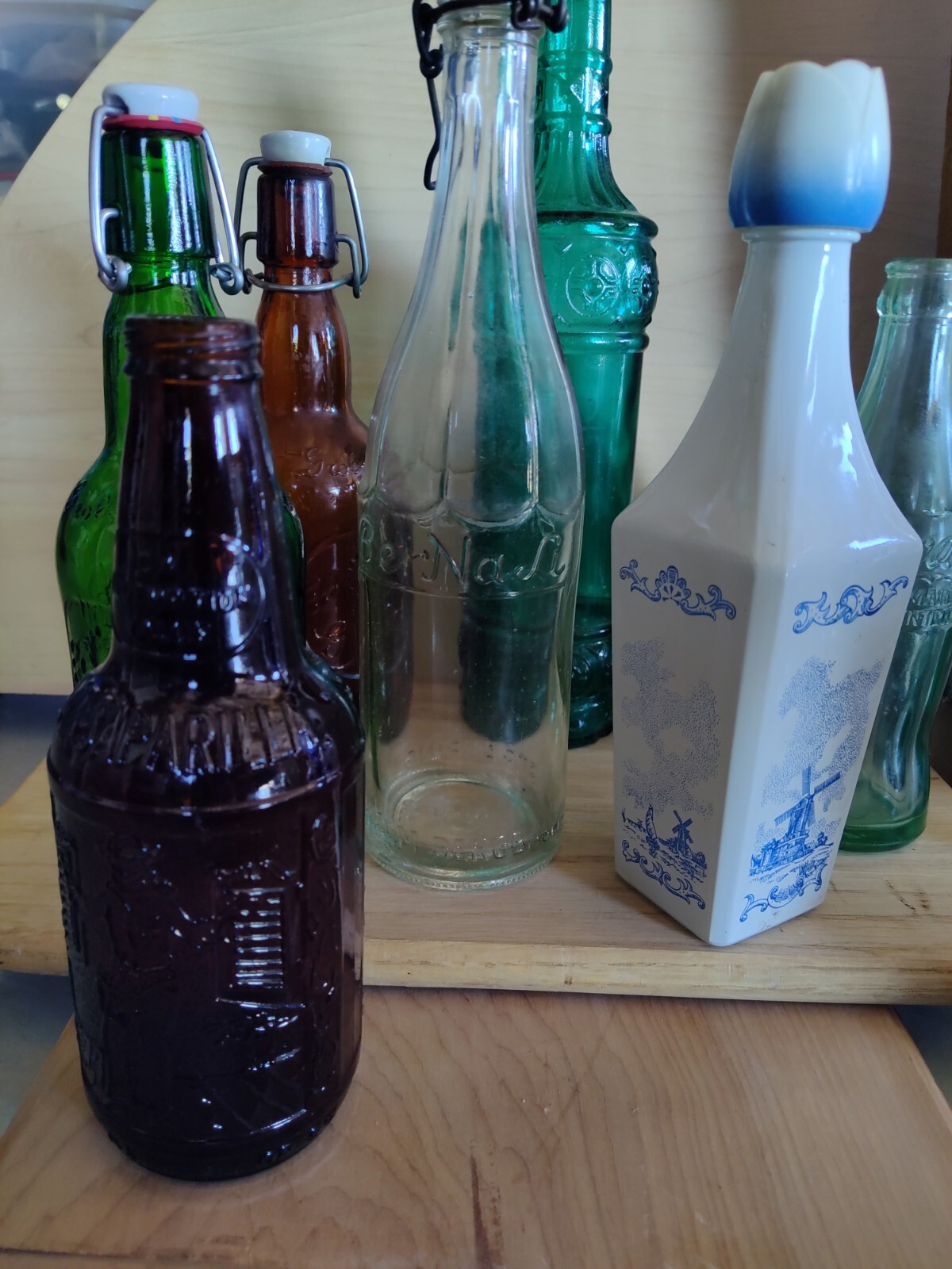 VTG Liq., German Beer & Coca-Cola Bottles & One Sarsaparilla Sioux City Lot of 8