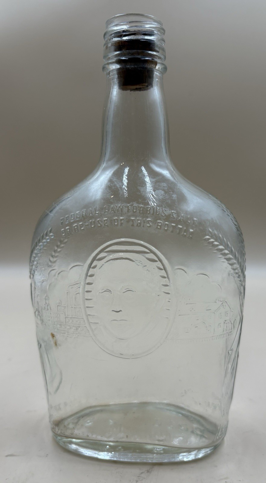 Vintage Embossed Whiskey Bottle Harry E. Sr. & William Jr. Wilken with Image