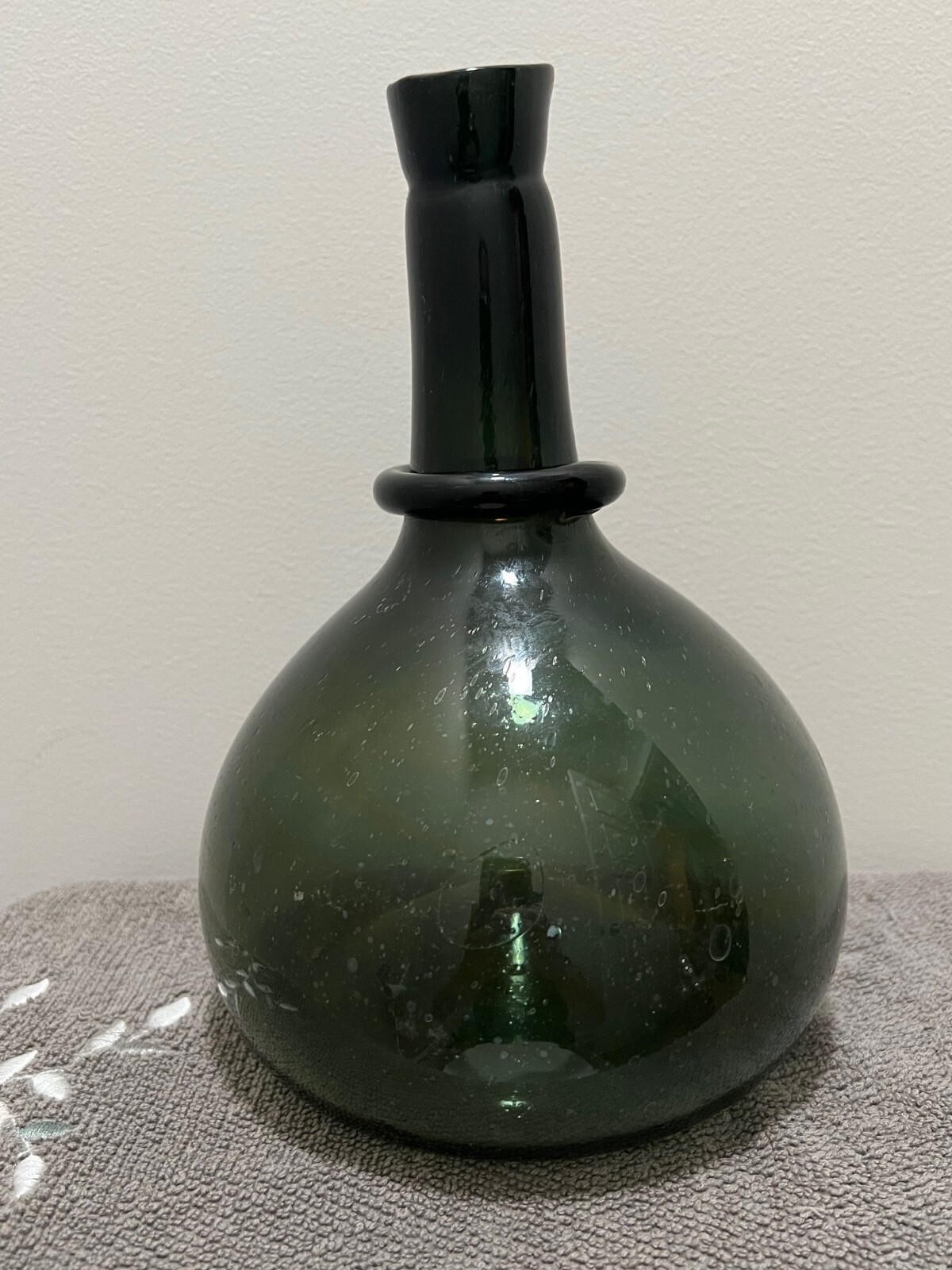 Vintage Dark Green open pontil Persian bottle good condition