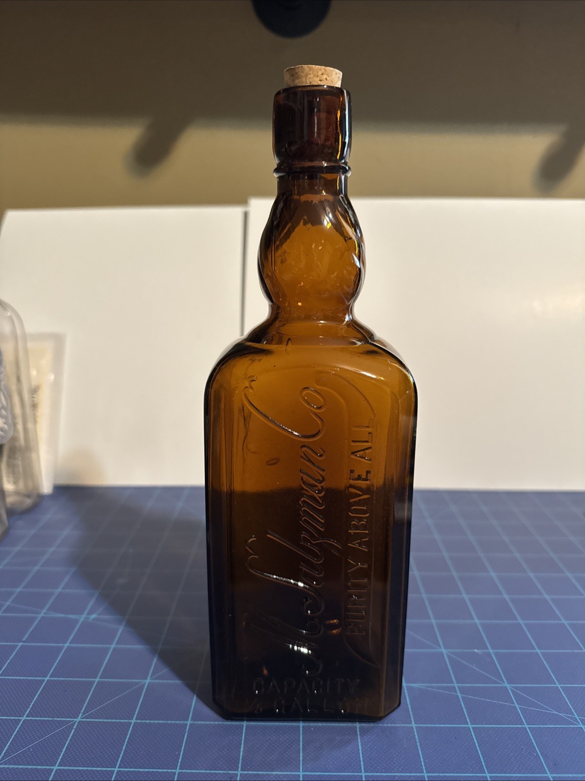 Vintage M Salzman Co. Amber Twist Neck Bottle 1/5 Gallon Early 1900’s Clean