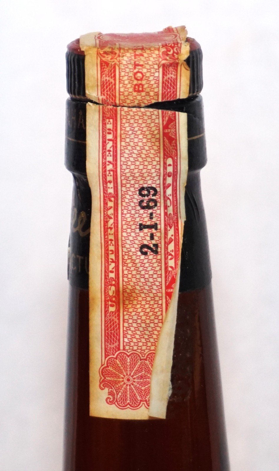 VTG Cherry Peter Herring Liqueur Glass Bottle Red Tax Seal 23/32 Pint 1969 Empty