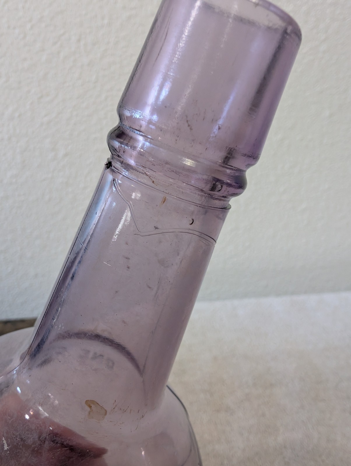 Vintage Antique Solarized Purple Glass Bottle One Quart Whiskey Liquor Amethyst