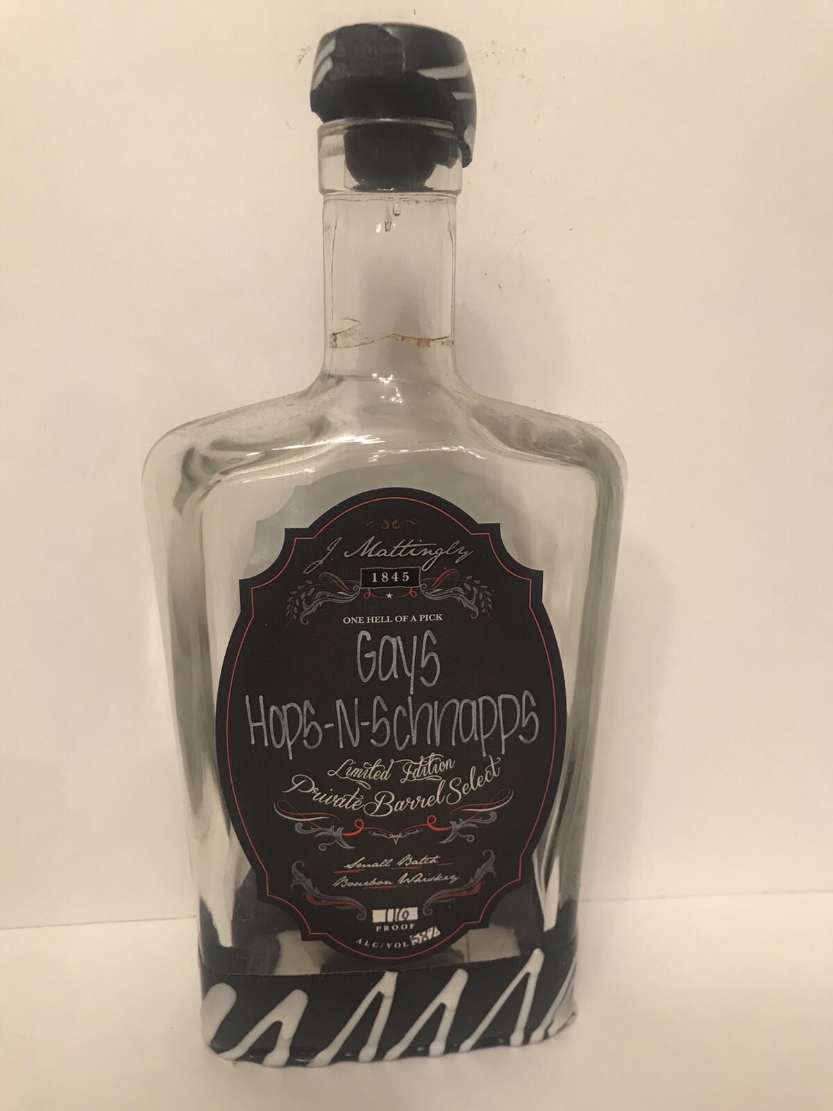 J MATTINGLY GAYS HOPS & SCHNAPPS SMALL BATCH BOURBON EMPTY BOTTLE Unrinsed