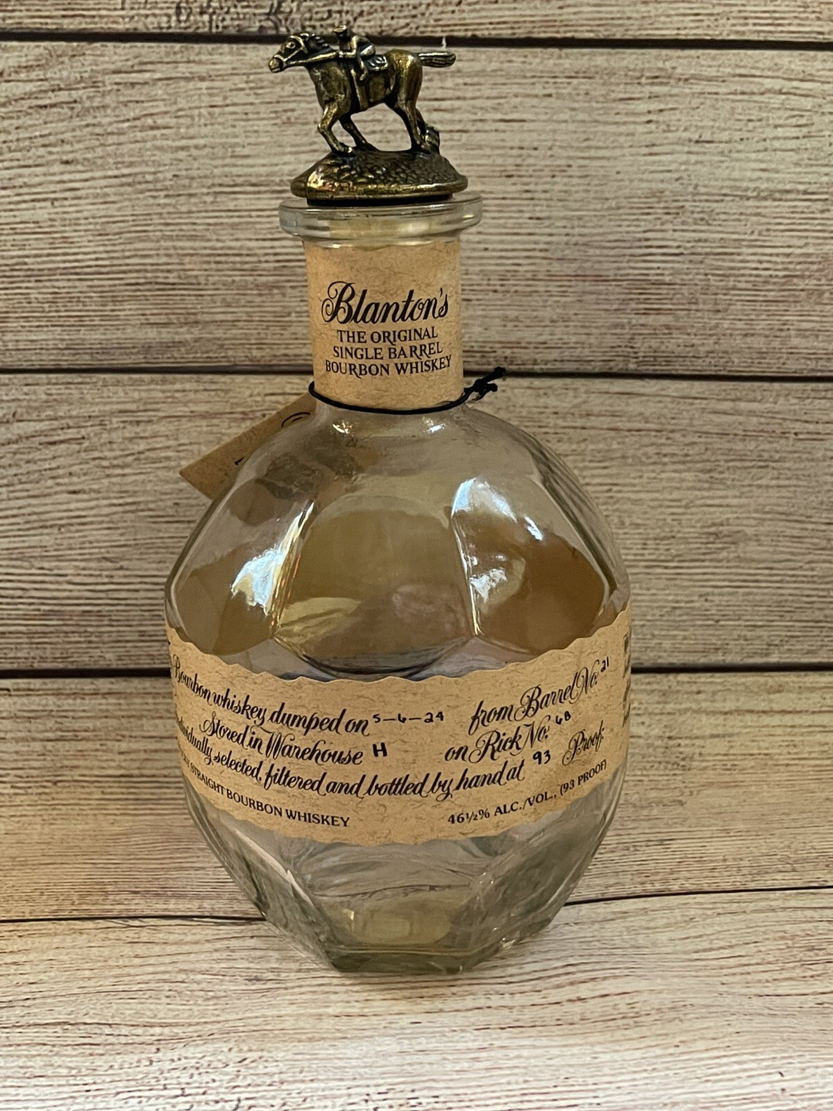Blanton’s Single Barrel Bourbon Whiskey Empty Bottle 750ml, Cap type is「T」