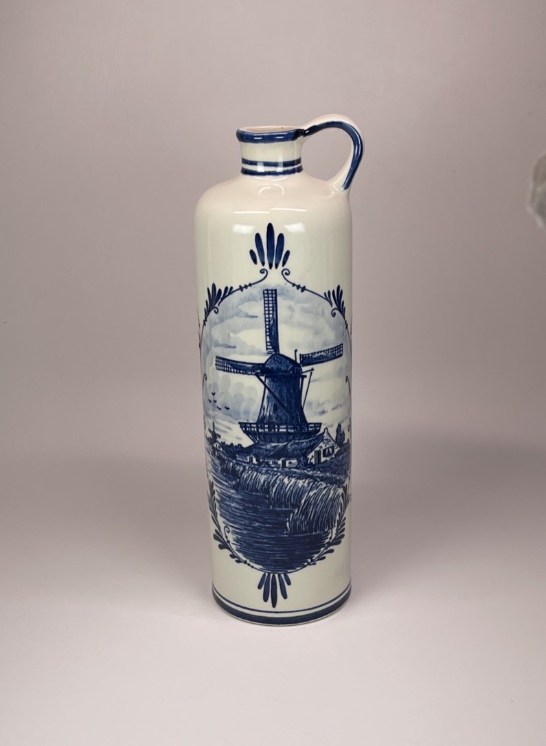 Blue Delft Holland BOLS Dutch Apricot Brandy Liquor Decanter Bottle NO LID
